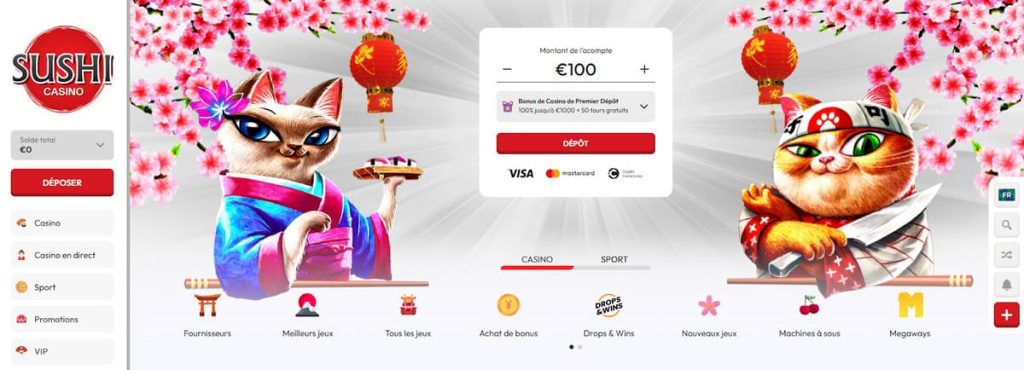 Sushi Casino page accueil